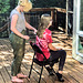 Outdoor haircut Two granddaughters.