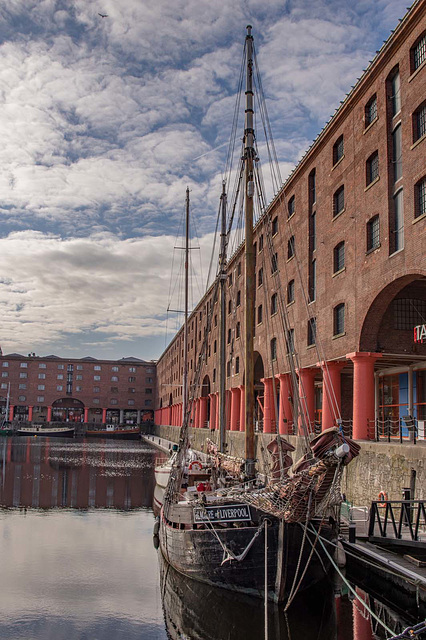 A tall ship in Albert Dock