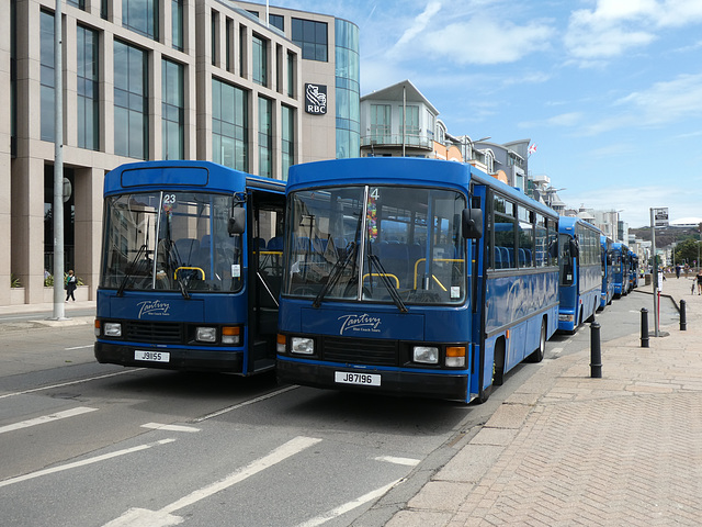 Tantivy Blue 23 (J 91155 ex F300 MNK) and 4 (J 87916 ex F136 UMD) in St. Helier - 5 Aug 2019 (P1030940)