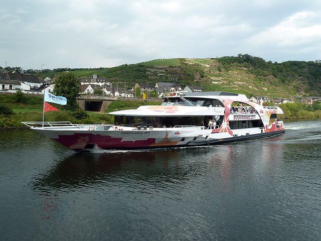 Werbung auf dem Wasser für die BUGA 2011 auf der Mosel