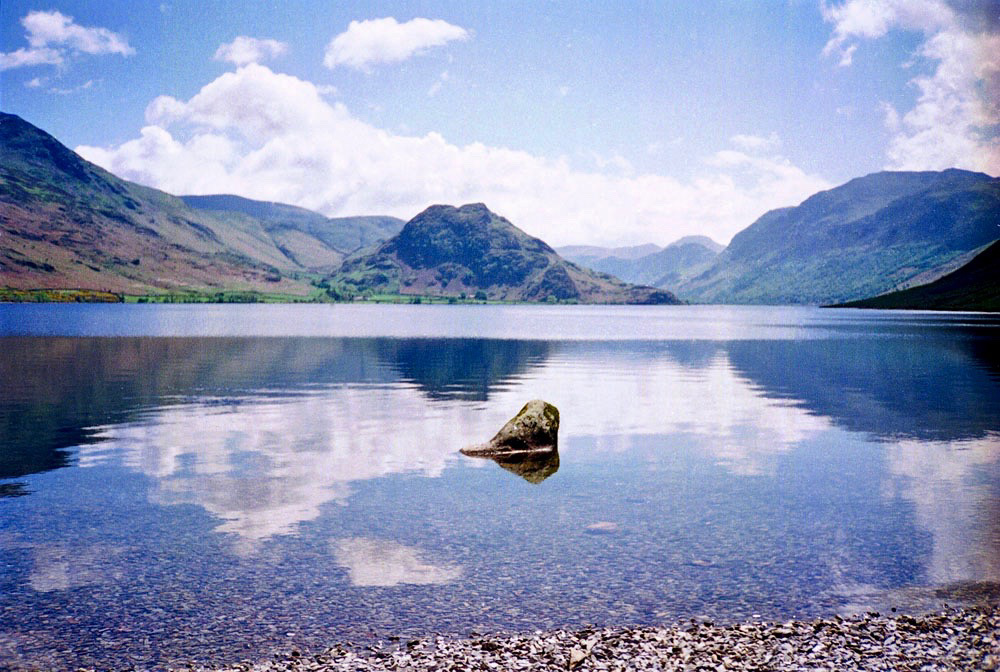 Looking across Crummock Water with Low Bank in the centre (Scan from May 1991)