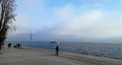 The Tagus, the fog, the boat, the bridge, the electric trottinnettes and everything...