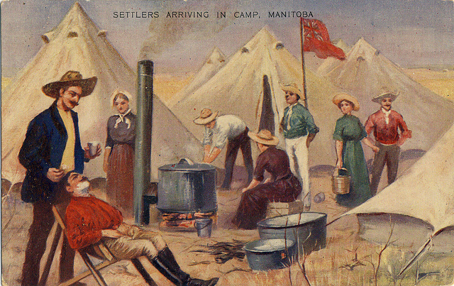 6933. Settlers Arriving in Camp, Manitoba