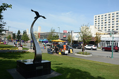 Alaska, Anchorage, Seagull Monument in Peratrovich Park
