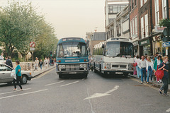 276 Premier Travel Services (AJS) WEB 406T and loaned OUF 64W in Cambridge - 23 Sep 1989