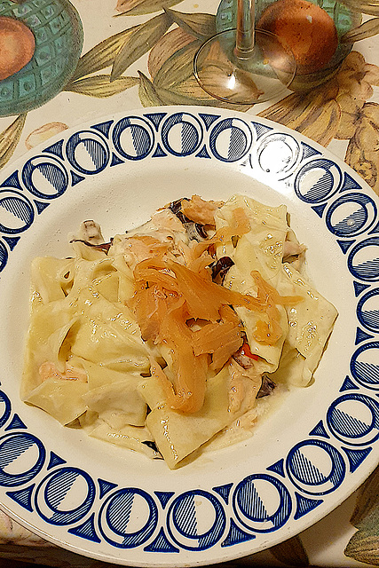 Home Made Tagliatelle, with Salmon