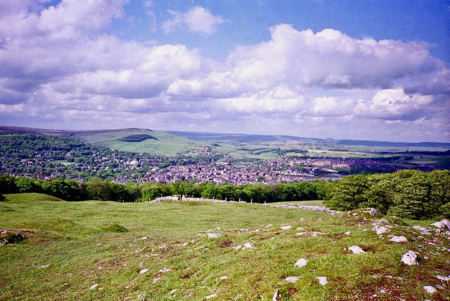 Looking over Buxton from Soloman's Temple (Scan from May 1991)