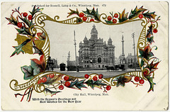 WP1934 WPG - CITY HALL, WINNIPEG, MAN. (SEASON'S GREETINGS)