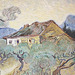Detail of Farmhouse among Olive Trees by Van Gogh in the Metropolitan Museum of Art, July 2023