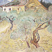 Detail of Farmhouse among Olive Trees by Van Gogh in the Metropolitan Museum of Art, July 2023