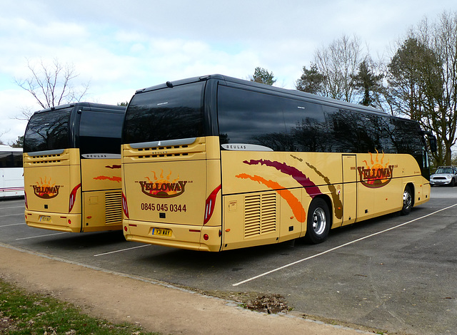 Yelloway Coaches Ltd Y31 WAY and YE10 WAY at Quarry Bank Mill - 27 Mar 2019 (P1000755)