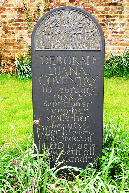 waterperry church, oxon, c20 ,deborah diana coventry, modern gravestone +1990