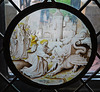 Daniel Slaying the Dragon Stained Glass Roundel in the Cloisters, October 2017