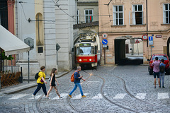 Prague 2019 – DPP Tatra T3 8402 coming out of the arch on Letenská