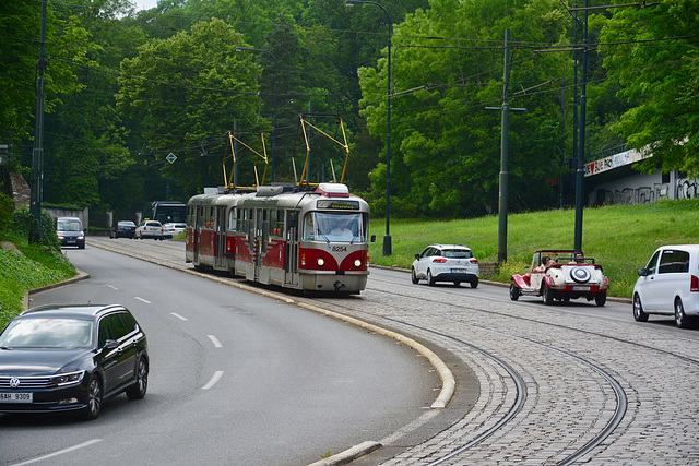 Prague 2019 – DPP Tatra T3 8254+8572 coming down Chotkova