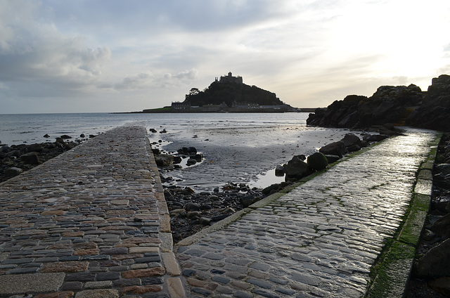 Penzance, Flooded Pavement to St.Michael's Mount Castle