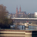 Blick zum Basler Münster von der Staustufe Rheinhalle
