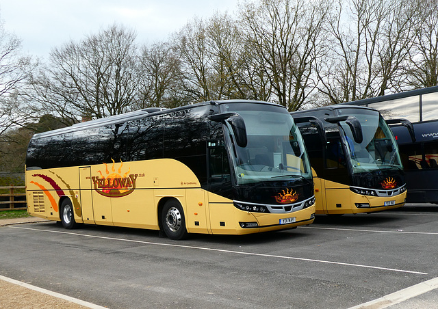 Yelloway Coaches Ltd Y31 WAY and YE10 WAY at Quarry Bank Mill - 27 Mar 2019 (P1000753)