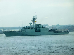 Warship leaving on the River Mersey after the battle of the Atlantic commemoration (2)