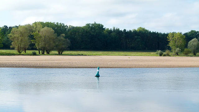 Elbe mit Boje und Gegend