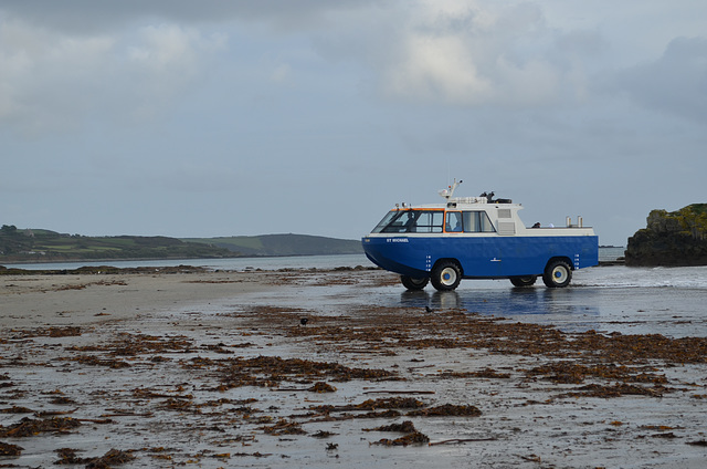 Penzance, Marazion, Amphibia Arrives from St.Michael's Mount Castle