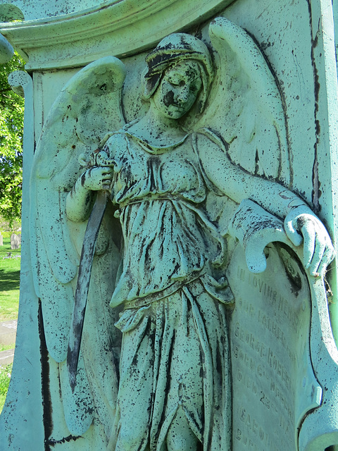 hammersmith margravine cemetery , london; c19 bronze memorial to foundry owner george robert broad, +1895 sculpted by aristide fabbrucci