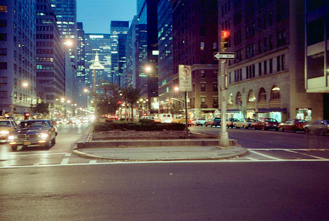 Looking along Park Lane towards Grand Central Station and the Pan Am Building (Scan from June 1981)