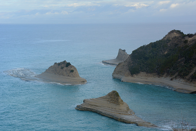 Greece, Sandstone Islets at the Cape Drastis on the Island of Kerkyra (Corfu)