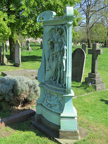 hammersmith margravine cemetery , london; c19 bronze memorial to foundry owner george robert broad, +1895 sculpted by aristide fabbrucci