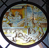 Lazarus at the House of Dives Stained Glass Roundel in the Cloisters, October 2017
