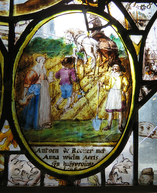 canterbury museum glass   (59) ploughing scene glass, c17 dutch