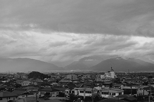 City surrounded by mountains