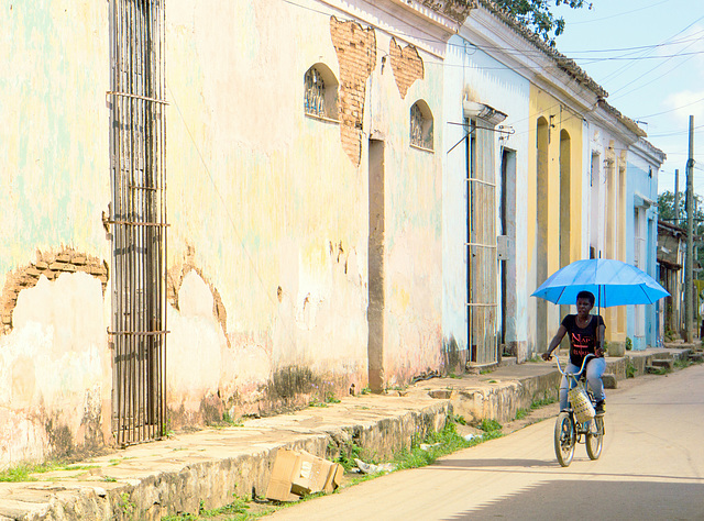 Bicycle and umbrella, Remedios, Cuba