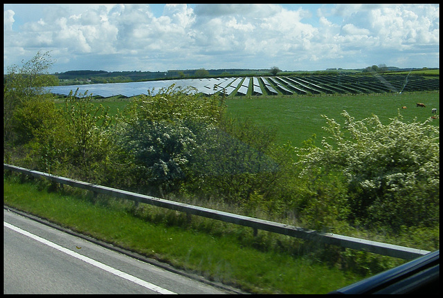 solar panels blot the landscape