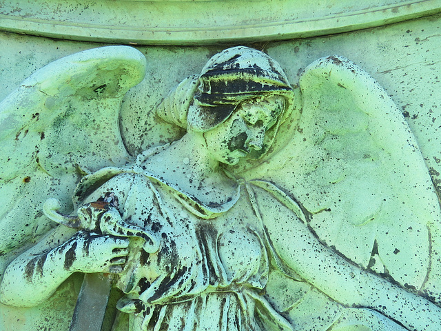 hammersmith margravine cemetery , london; c19 bronze memorial to foundry owner george robert broad, +1895 sculpted by aristide fabbrucci