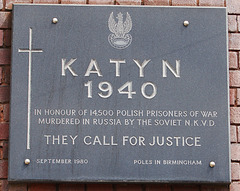 Katyn Memorial, Katyn House, Polish Centre, Bordesley Street, Birmingham