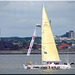 Yacht on the River Mersey for the triangle challenge.