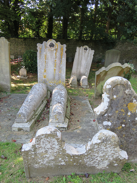 wateringbury church, kent (4) gravestones with cast iron detail and bodystone, mid c19