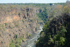 Zambia - Zimbabwe, View downstream of the Zambezi River from the Bridge of Victoria Falls