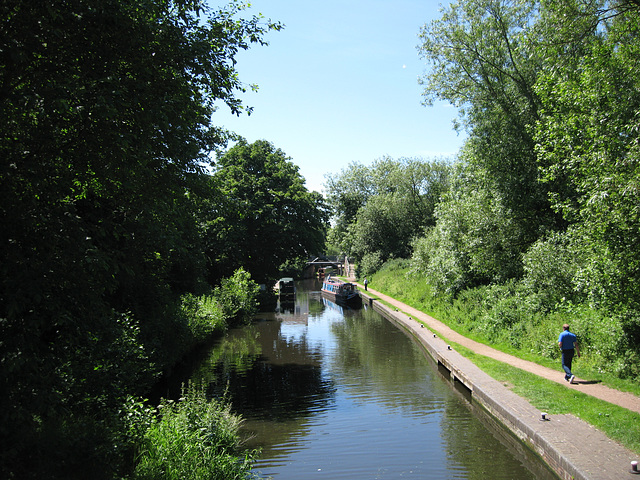 Looking from Compton Lock towards the road bridge carrying the A454 over the Staffs and Worcs Canal