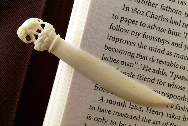 Up there with not returning books they are lent, are people who return a book, dog-eared...have they never heard of a bookmarker? It doesn't have to be carved ivory, like this very old one, even a sli