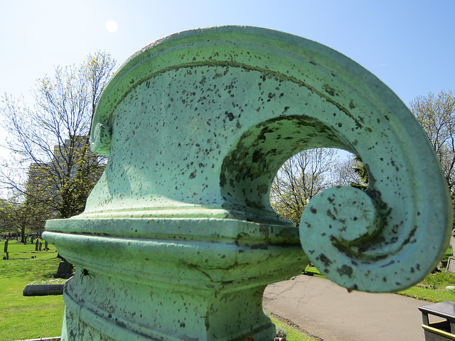 hammersmith margravine cemetery , london; c19 bronze memorial to foundry owner george robert broad, +1895 sculpted by aristide fabbrucci