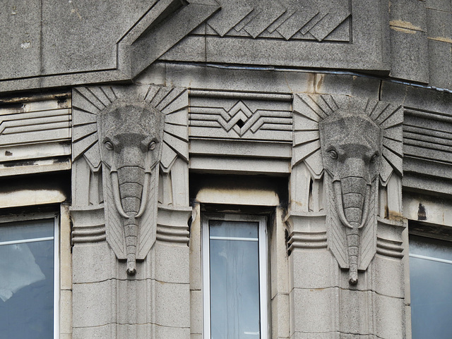 13-14 nelson rd., greenwich, london, 1932 deco building with elephants in middle of greenwich, seemingly built for burtons. pevsner is particularly poor on south london, and doesn't cover such buildin