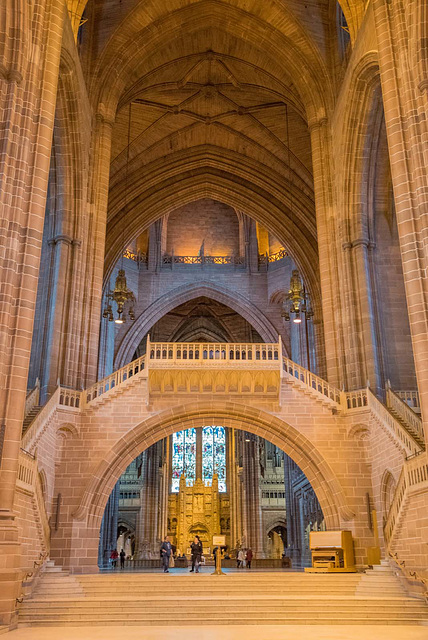 Anglican cathedral interior looking towards the altar