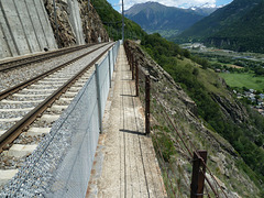 Lötschberg-Südrampe. Geleiseabschnitt von Lalden vor Brig ( CH )