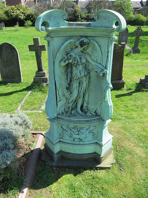 hammersmith margravine cemetery , london; c19 bronze memorial to foundry owner george robert broad, +1895 sculpted by aristide fabbrucci