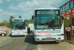 Durham Travel Services N22 DTS and East Yorkshire L62 VAG at Milton Keynes Coachway - 2 Jun 1997