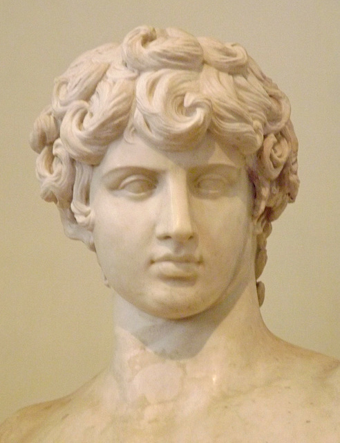 Detail of the Bust of Antinous in Palazzo Altemps, June 2014