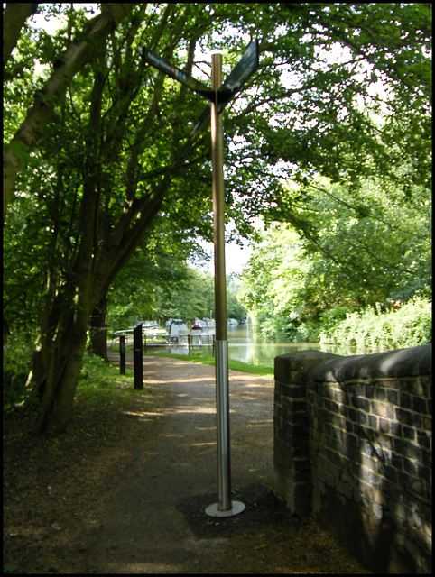 canal path signpost hazard