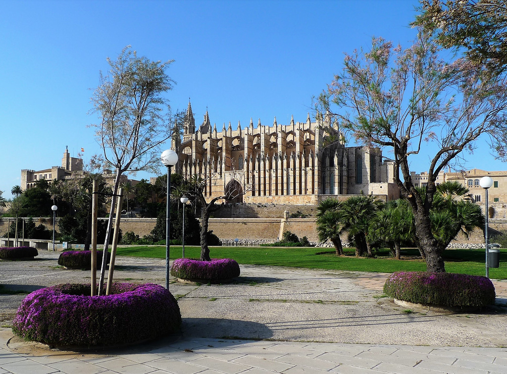 Almudaina-Palast (links) und Kathedrale "La Seu" von Palma de Mallorca